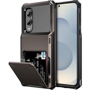 Vofolen for Samsung Galaxy S25 Edge Case Wallet with Card Holder Dual Layer Heavy Duty Shockproof Hidden Flip 4-Card Slots Large Storage Protective Galaxy S25 Edge Wallet Case for Women Men, Gun Metal