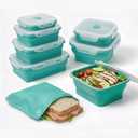 Collapsible Silicone Food Storage Containers with Lids  Stackable, Space-Saving Silicone Snack Containers  Great Travel Food Containers for Home, Office & RV