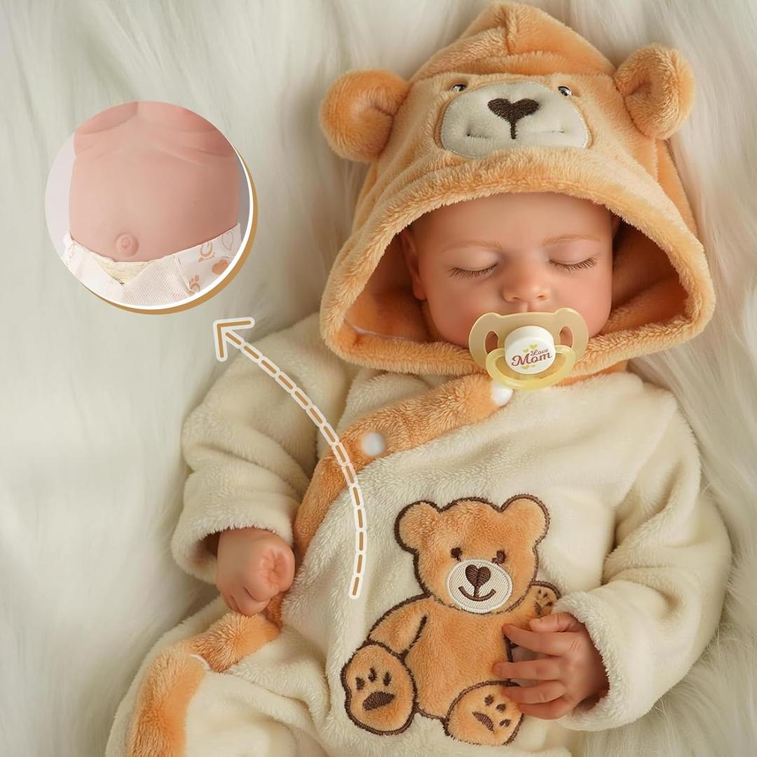 BABESIDE Reborn Baby Dolls, 20 Inches Soft Vinyl Body Sleeping Realistic Baby Doll Boy, Lifelike Newborn Real Life Baby Doll with Toy Accessories Gift for Kids Age 3+