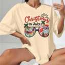 Christmas in July Shirt Women Christmas Hawaiian Tshirt Summer Holiday Tee Vacation Causal Short Sleeve Tops (M)