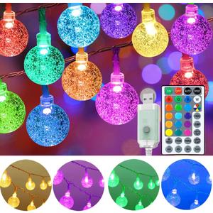 Mocalido 20ft Color Changing Globe String Lights Indoor, 30 LED Hanging Colored Christmas Lights for Bedroom USB Powered with Remote, Fairy Lights Classroom, Camping Tent Decor