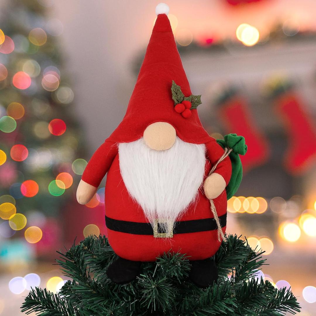 Christmas Tree Topper - Xmas Gnome Decorations Tree Topper Gnomes Christmas Ornaments Santa Dwarf Plush Ornament for Xmas Tree Decor