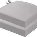 idee-home Outdoor Chair Cushions Set of 2, Thick 19" x 19" x 3" ; 17"x17"x2.7" Patio Chair Cushions for Outdoor Furniture Waterproof with Ties, Seat Cushion, Chair Pads Dining Chair Grey