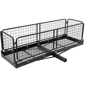 Rockland Hitch Mount Cargo Carrier, 500 LBS Capacity, 60" x 20" x 18", Detachable Sides, Alloy Steel Baskeet, Rust-Resistant, Easy Assembly, Secure Tie-Down Points, Compatible with 2" Hitch Receivers