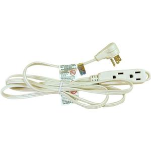 Royal Designs Flat Plug Extension Cord for Indoor & Outdoor, 6 ft Long, White, 3 Outlet Prong Grounded Wire UL Listed