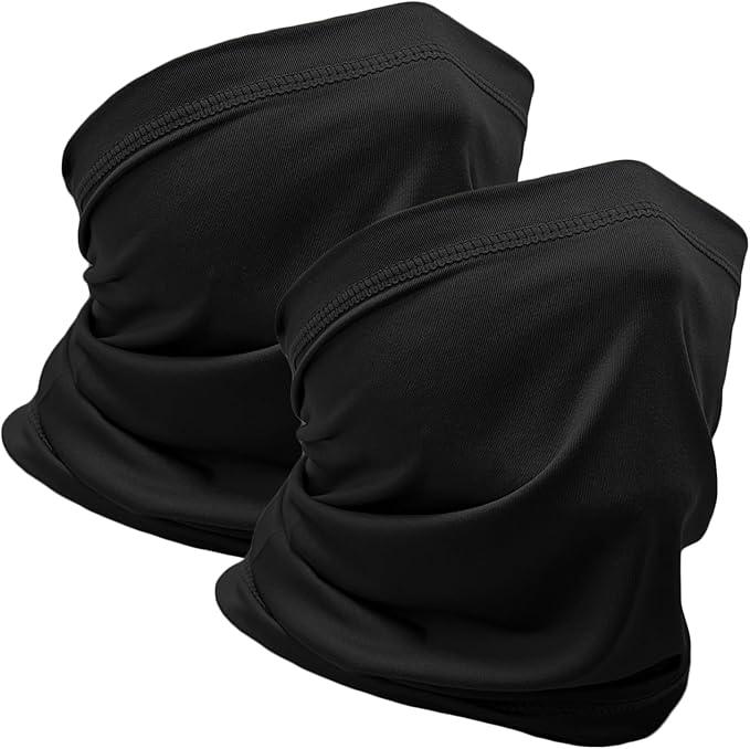 Neck Gaiter Face Mask,Sun Cooling Scarf,Balaclava Bandana Cover for Men Women 2 Pack (Black and Navy)