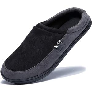 NewDenBer Men's Warm Memory Foam Suede Plush Fleece Lined Slip on Indoor Outdoor Clog House Slippers 10.5-11