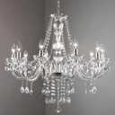 PAPAYA Crystal Chandeliers Clear Chandelier 25 * 27.5in 10-Light Modern Pendant Ceiling Lighting Fixture with Acrylic Crystals & Beads for Girls Room,Living Room,Kitchen Island,Entryway