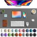 Aothia Faux Leather Desk Mat - Large Mouse Pad, Non-Slip PU Leather Blotter, Waterproof Writing Surface for Office and Home (Grey, 40" x 24")