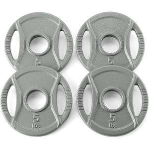 Amazon Basics 2-Inch Olympic Cast Iron Grip Weight Plates, 5 Lbs, 3 Pcs