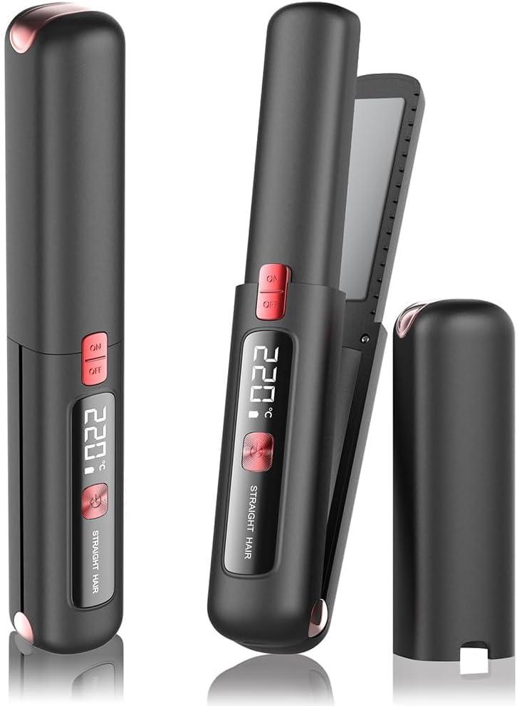 Cordless Hair Straightener and Curler 2 in 1 Mini Lightweight and Small USB Rechargeable with 4500mAh Battery 10s Fast Heating Portable Ceramic Flat Iron for Travel (Black) Cordless Hair Straightener and Curler 2 in 1 Mini Lightweight and Small USB Rechargeable with 4500mAh Battery 10s Fast Heating Portable Ceramic Flat Iron for Travel (Black)