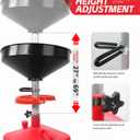 MaxWorks 50964 9-Gallon Portable Waste Oil Drain, Industrial Fluid Drain Square Tank with Wheels and Adjustable Funnel Height. Red.
