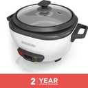 BLACK+DECKER Rice Cooker 6-Cup (Cooked) with Steaming Basket, Removable Non-Stick Bowl, White