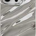 Caseative for iPhone 15 Pro Case,Water Ripple Pattern Curly Wave Shape Soft Phone Case (Silver)