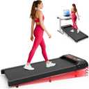 2.5HP Walking Mat with Incline pad,Under Desk Treadmill, Walking Running Pad with Remote, 3 in 1 Low Noise Small Mini Portable Treadmill with Led Screen, Compact Treadmills for Home, 265lbs Capacity (Black.Red)