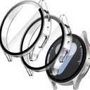 JETech Case with Screen Protector for Samsung Galaxy Watch 7 44mm, Overall Protective Cover, Built-in Tempered Glass Film High Sensitivity, 2 Pack (Clear)