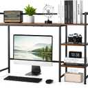 22" Desk Hutch for Computer Monitor - 3 Tier Wooden Shelf Organizer, Brown, 21.46 x 12 x 3.94 inches