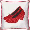 Franco Wizard of Oz Sequin Ruby Slippers Super Soft Plush Square Decorative Pillow, 16 in, (Officially Licensed Product) Collectibles