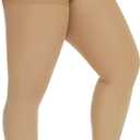 Yilanmy Plus Size Suspender Pantyhose for Women, 40D Sheer Tights Garter Belt Thigh High Stockings (Beige, XXL)
