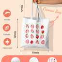 SZERE Pink Strawberry Cute Canvas Tote Bag for Women, Strawberry Themed Gifts Tote Bag for Women Teens Teen Girls, Girls Tote Bags, Cute Small Work Travel Shopping Tote Bags Grocery Reusable Bags