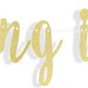 LINGTEER Falling in Love Gold Glitter Bunting Banner Perfect for Happy Thanksgiving Autumn Party Backdrop Gift Decorations Sign.