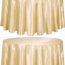 TURSTIN 2 Pieces Round Satin Tablecloth 120 Inches Overlay Table Cover Smooth Fabric Table Decor Bright Silk Tablecloth for Holiday Dinner Wedding Banquet Decoration (Champagne)