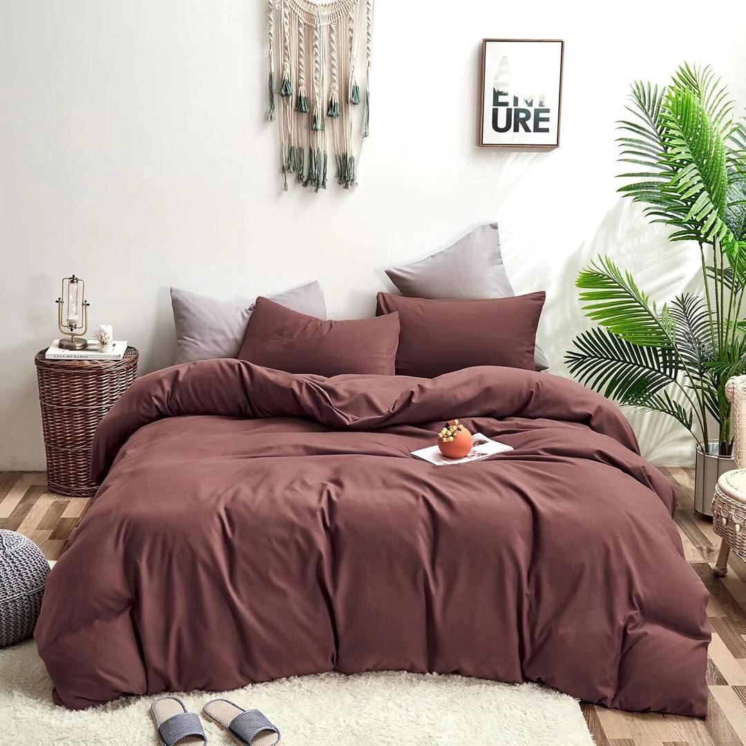 Houseri Brick Red Comforter Set California King Brick Color Bedding Women Plum Purple Cal King Comforter Solid Color Dark Fuchsia Vintage Cal King Size Comforter Sets Brown Red Bedding Sets Cali King