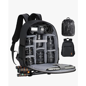 TARION Camera Backpack Bag Small - Professional DSLR Camera Bag Photography Backpack with 13“ Laptop Compartment & Waterproof Rain Cover & Tripod Holder for Photographers (Black TB-S)