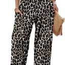 Sampeel Women's Leopard Print Wide Leg Pants Capri Barrel Cute Summer Beach Pants Palazzo High Waist Trousers Pockets Vacation Outfits Business Casual Y2K Clothes Fashion Clothing S