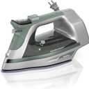Hamilton Beach Steam Iron & Vertical Steamer for Clothes with ScratchResistant Durathon Soleplate, Digital Fabric Selector + 8’ Retractable Cord, 3Way Auto Shutoff, AntiDrip, 1800 Watts, Green