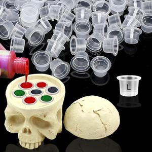 1Pcs 7 Holes Tattoo Ink Cup Holder Hard Skull Resin and 100pcs #15 Large Tattoo Ink Caps Ink Holder for Tattoo Artist Gift Tattoo Supplies