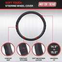 Motor Trend Faux Leather Steering Wheel Cover, Standard 15 inch Size, Comfort Grip Design, Solid Black Car Steering Wheel Cover for Truck Van SUV Auto