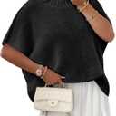 Saodimallsu Womens Oversized Sweater Tops Summer Lightweight Batwing Half Sleeve Casual Loose Knit Pullover Shirts (Small, Black)