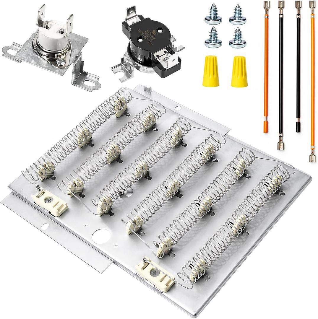 Upgraded 503978 61927 Dryer Heating Element Kit with High Limit Thermostat & Thermal Fuse, Replaces 964p3 61928 510329, Compatible with Speed Queen Amana Maytag Crosley