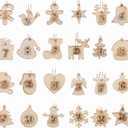 Naler 24Pcs Advent Calendar Number Tags, 24 Days Christmas Wooden Hanging Numbers Gift Tags Christmas Decoration Xmas Tree Hanging Ornaments Countdown Advent Calendar Number DIY Gift Tags