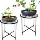 15" Tall Metal Plant Stand, 2 Pack 11" Wide Round Plant Stand for Flower Pots Up to 100lbs, Rustproof Iron Plant Holder for Indoor Outdoor Use, Easy Assemble Flower Stand for Home Garden Display