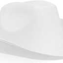 Zodaca Felt Cowboy Hat for Men and Women, Western Cowgirl Hat for Halloween Costume Birthday Bachelorette Party (Adult Size) (White)