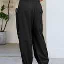 Dokotoo Women Linen Wide Leg Pants Casual Elastic Waist Lounge Palazzo Harem Pants with Pockets M
