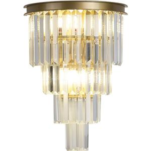 Gold Crystal Wall Sconce, Modern 4-Tiers Crystal Wall Lights for Living Room, Clear K9 Crystal Wall Lamps, Wall Mount Dining Room Kitchen Bedroom Hallway Lighting Fixtures