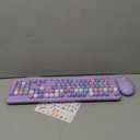 Wireless Keyboard and Mouse, Full-Size Retro Typewriter Keyboard with Round Keycaps, 2.4GHz for Windows, Mac, Laptop, PC, Desktop (Purple Colorful)