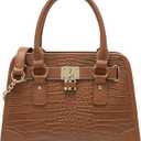 GEMIU Women's Crocodile Embossed Satchel Bag with Lock, Premium PU Leather Top Handle Handbag, Convertible Shoulder Tote