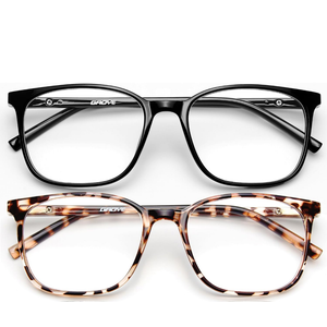 Gaoye Blue Light Blocking Glasses Women/Men, Computer Gaming Fake Eyeglasses Anti UV Ray-Spring Hinge (2 Pack, Light Black & Leopard & Transparent)