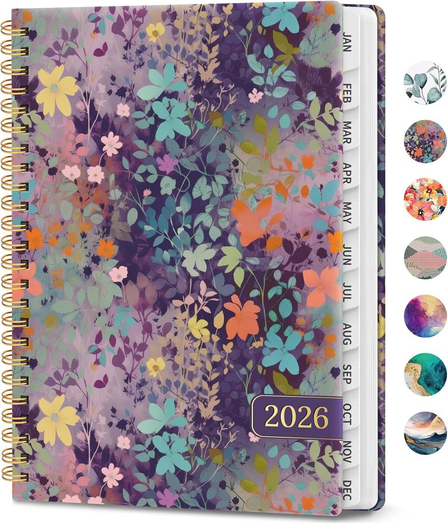 2026 Planner, Weekly and Monthly Calendar Planner Book, January 2026 - December 2026, Hardcover Spiral Planner with Monthly Tabs, Notes Pages, Perfect for Women & Men, A5 (6.4" x 8.5") - Violet