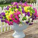 Artificial Flowers Fake Plants for Outdoors Decoration, 12 Bundles Silk Morning Glory with Eucalyptus Realistic UV Resistant Faux Flowers for Outside Planter Porch Yard Patio Garden Home Indoor, Mix