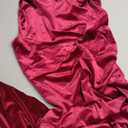 Capuffy Women Backless Velvet Maxi Dress Back Slit Ruched Bodycon Formal Dress High Neck Cocktail Party Dress 091 (Small, Rose Red)
