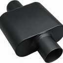 2.25" ID Center/Center Single Chamber Muffler - Aggressive Deep Sound, Aluminized Steel, Welded/Clamp-On (13" Total Length)