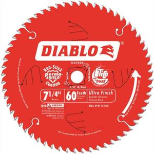 Diablo Ultra Finish Circular Saw Blade - 7 1/4in. 60 Tooth, Fine Finish, Model Number D0760X