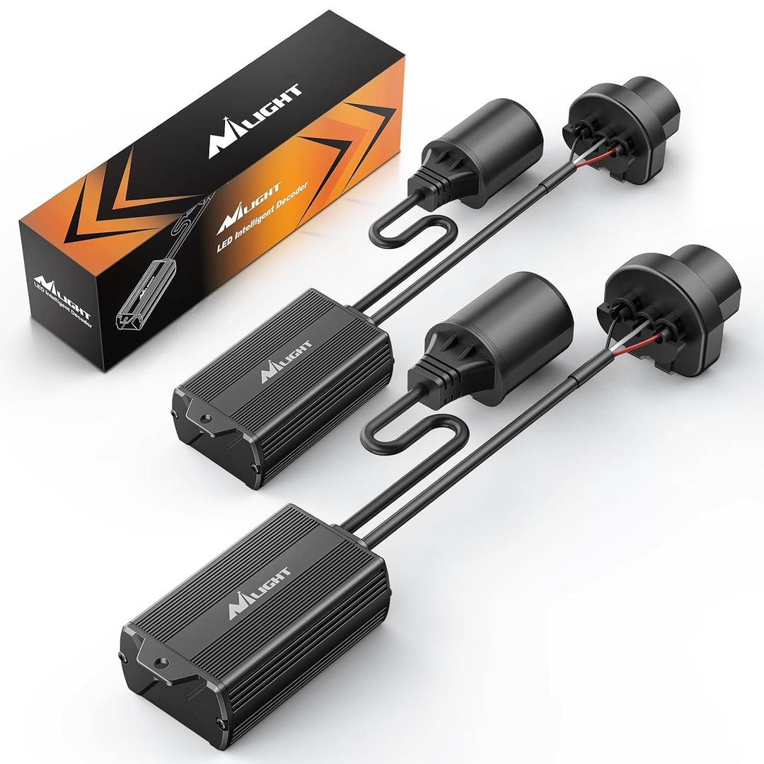 Nilight 9007/HB5 LED CANbus Decoder - Anti-Flickering Harness Error Free Resistor Capacitor for LED Bulb, Pack of 2