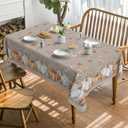 Horaldaily Fall Tablecloth 60×104 Inch Rectangular, White Orange Pumpkin Autumn Harvest Grain Washable Seasonal Table Cover for Party Picnic Dinner Decor