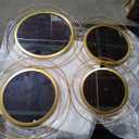 Hicarer 4 Pcs Decorative Wall Mirror Round Modern Mirror Gold Circle Mirror Wall Art Ring Metal Mirror Wall Decor Wall Mounted Mirror for Bedroom Living Room Entryway Dining Room Hallway